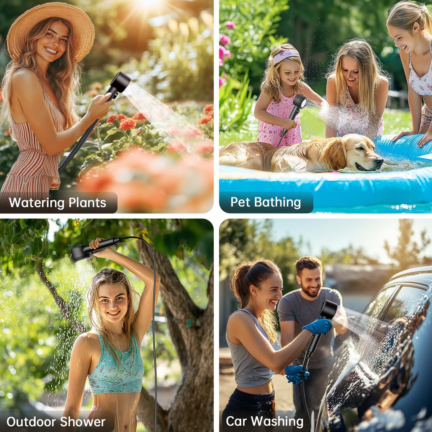 Portable Shower - 8000mAh Rechargeable Camping Shower Pump with Bath Sponge, 4 Spray Modes, IPX8 Waterproof, Ideal for Outdoor Camping, Travel, Car Washing, Pet Bathing, and Watering Plants Portable Shower - 8000mAh Rechargeable Camping Shower Pump with Bath Sponge, 4 Spray Modes, IPX8 Waterproof, Ideal for Outdoor Camping, Travel, Car Washing, Pet Bathing, and Watering Plants